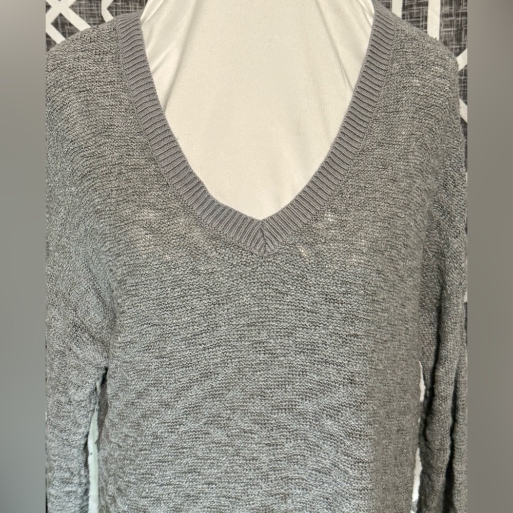 Torrid Gray V-Neck Sweater with Ribbed Trim